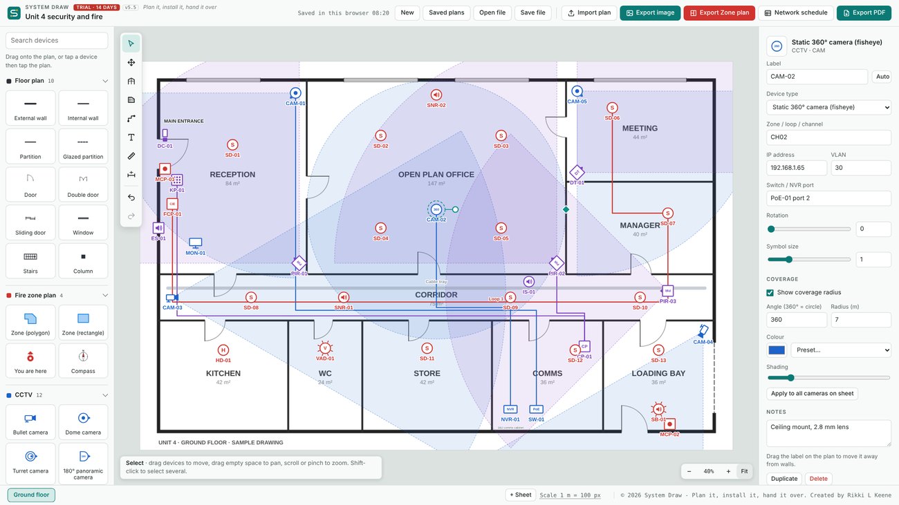 CCTV, Fire Alarm and Intruder Plan Software | System Draw