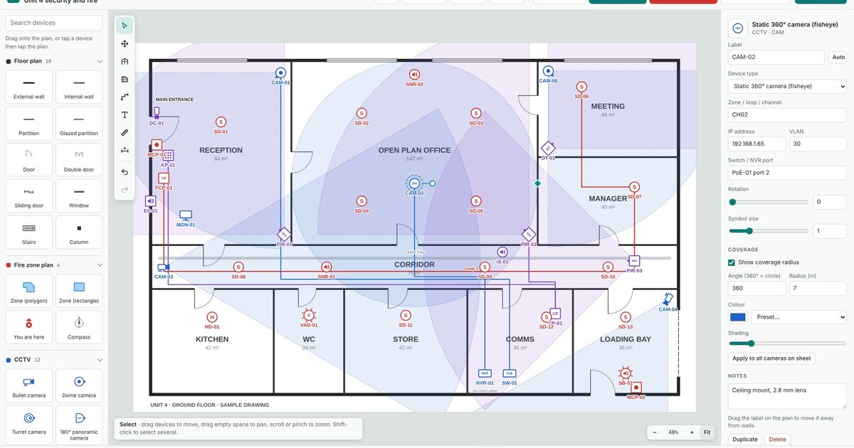 CCTV, Fire Alarm and Intruder Plan Software | System Draw
